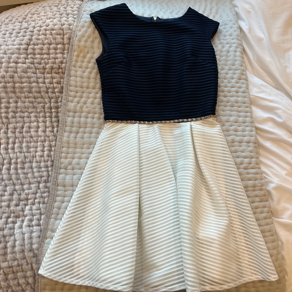 David Charles Navy White and Gold Dress